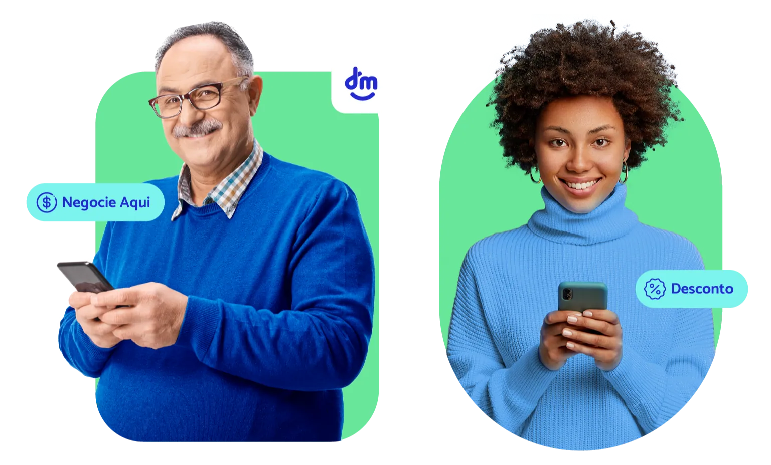 Duas pessoas usando seus celulares